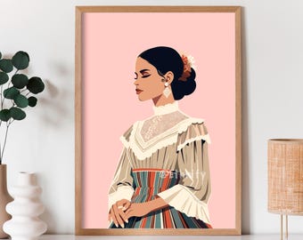 El Salvador Art, Hispanic Art, Mexican Art, Latino Art, Mexican Women Wall Art, Latino Art Prints, Salvador Folk Art, Latin American Art
