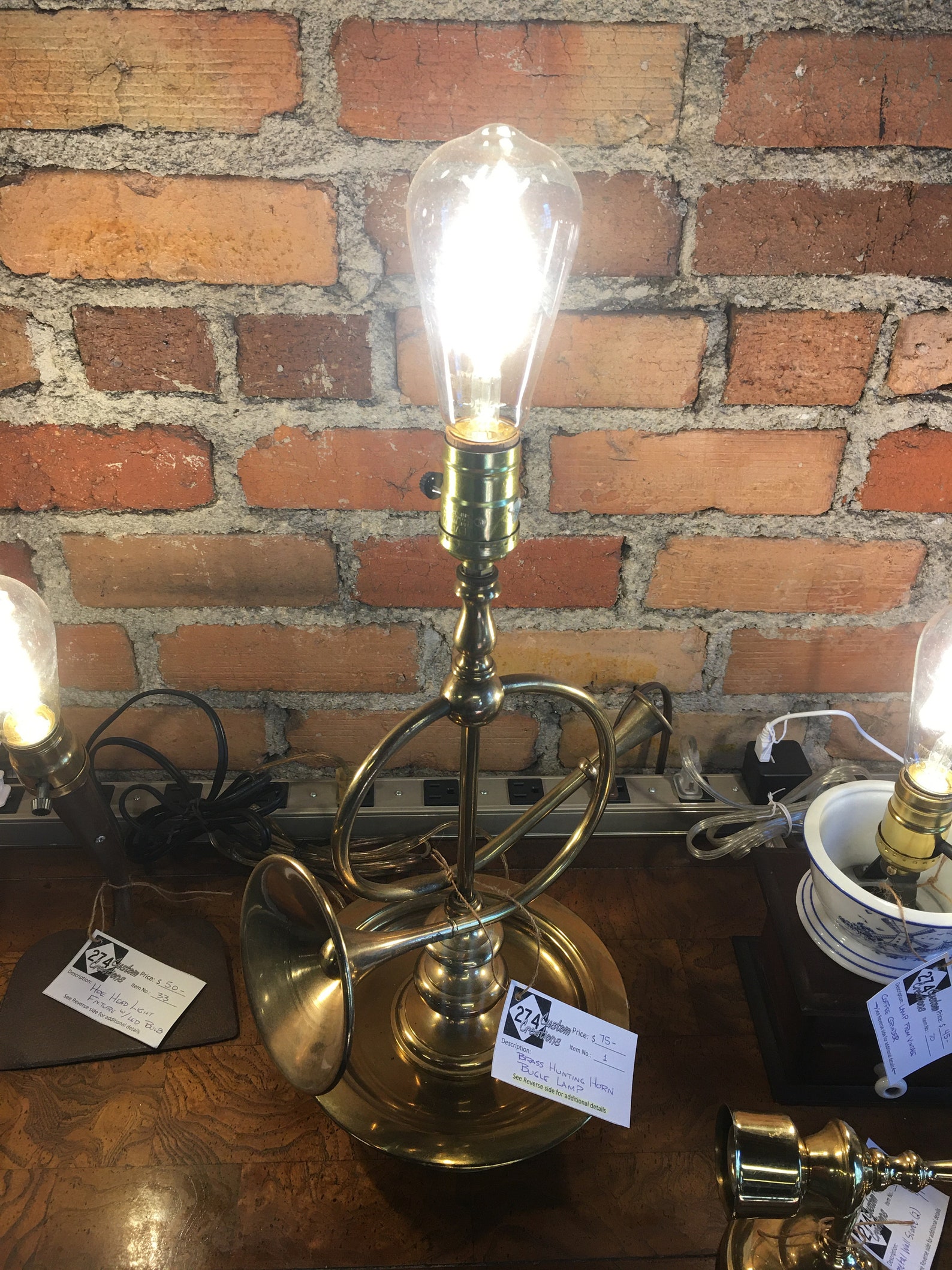 Vintage Hunting Horn Table Lamp Etsy