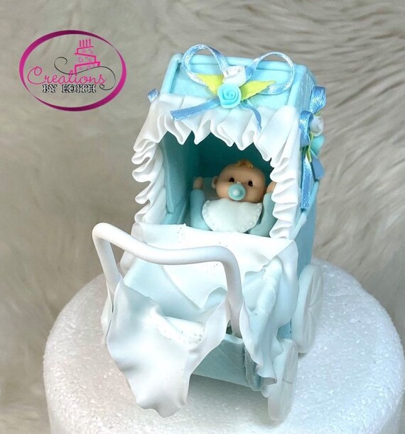 Topper Per Torta Glitterato 'Oh Baby' Celeste - Decorazione Per Baby Shower, Rivelazione Di Genere E Festa Di Compleanno