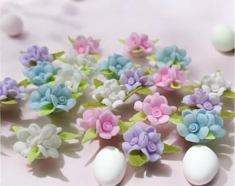 12 pcs.Flower trios in cold porcelain, multicolor favors, appliques, wedding, quinceañera, sweet 16, anniversary, bridal, baby shower,