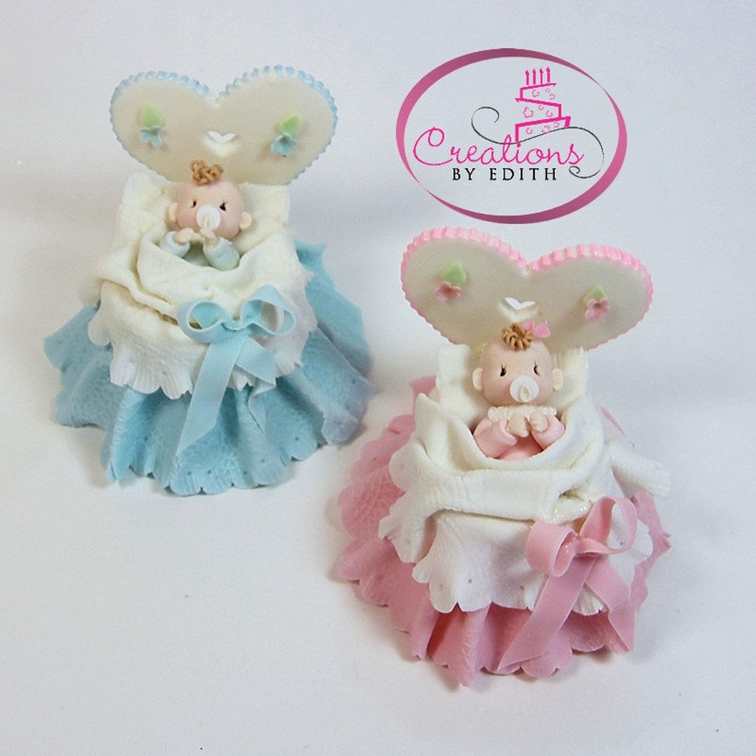 Baby in Bassinet Cake Topper in Cold Porcelain - Etsy