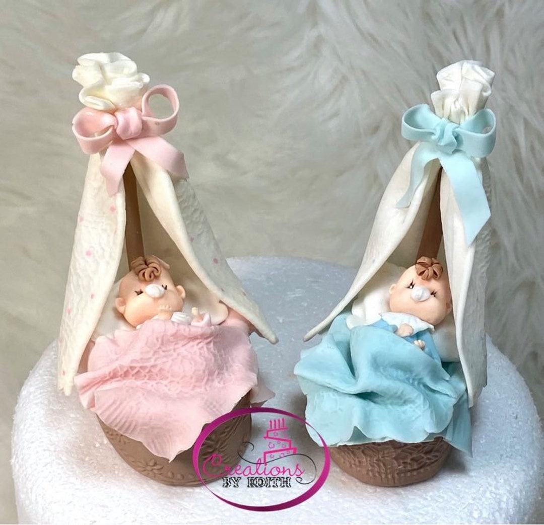 Baby in Brown Cake Topper/baby Shower/cold Porcelain Etsy