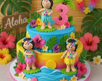 Hawaiian girl cake topper