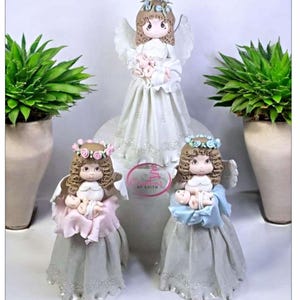 Heavenly Angel cake topper angel table centerpiece baby room decor baptism keepsake nursery decor in Cold porcelain