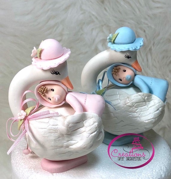 Bebe sobre Cisne adorno de torta baby shower porcelana fria Etsy Espana