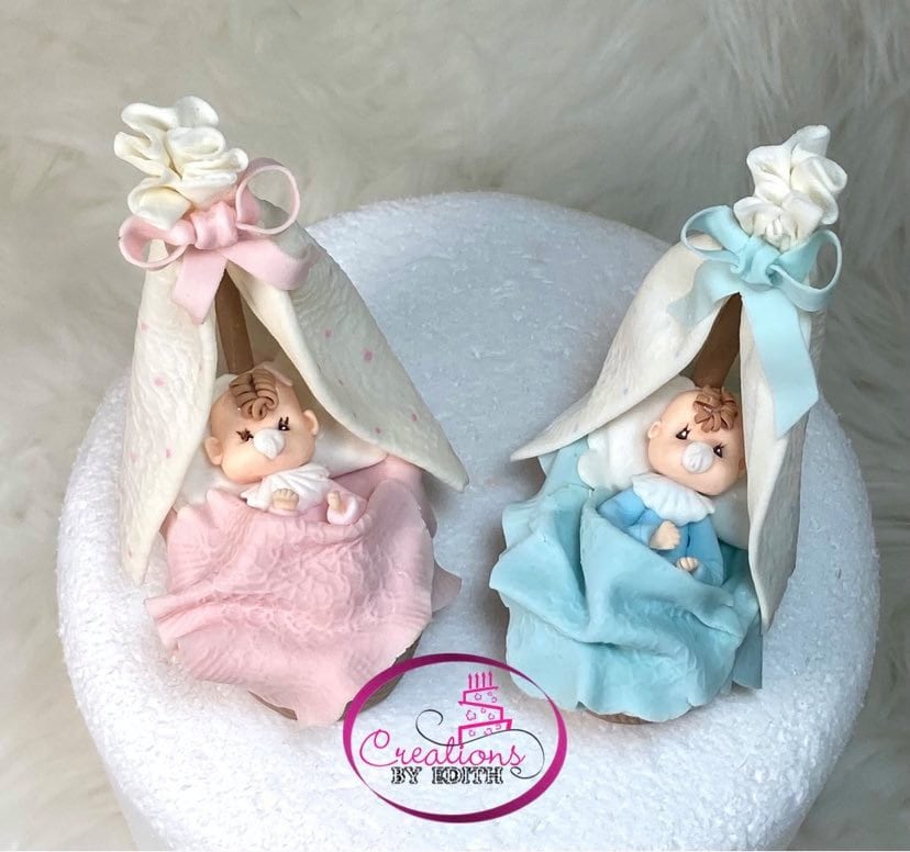 Baby in Brown Cake Topper/baby Shower/cold Porcelain Etsy