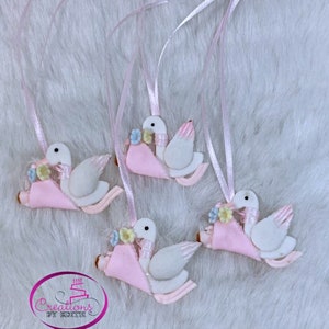 Stork with baby favor/applique/6pcs/boy/girl