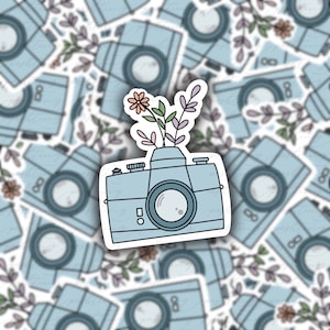 Blumen Kamera Aufkleber | Blumen, Kamera Aufkleber, Filmkamera, Bullet Journal, Blumen Journal Aufkleber, Blumenstrauß, süße Blume, Kamera, Floral