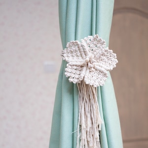 Curtain tie backs, curtain holdbacks macrame,Macrame flowers,Ukraine shop