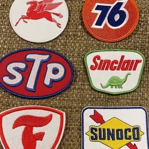 Vintage Racing Oil & Gas Station Patch for DIY Customization on Trucker, Baseball, Bucket Hats