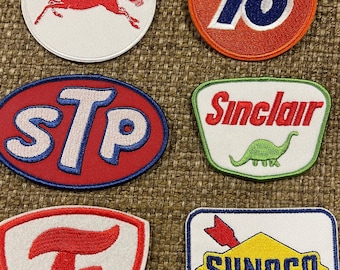 Vintage Racing Oil & Gas Station Patch for DIY Customization on Trucker, Baseball, Bucket Hats
