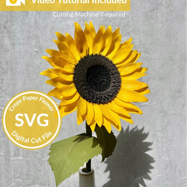 Crepe Paper Sunflower SVG Online Tutorial for Cricut Includes SVG Template and  Step by Step Video and Material Guide