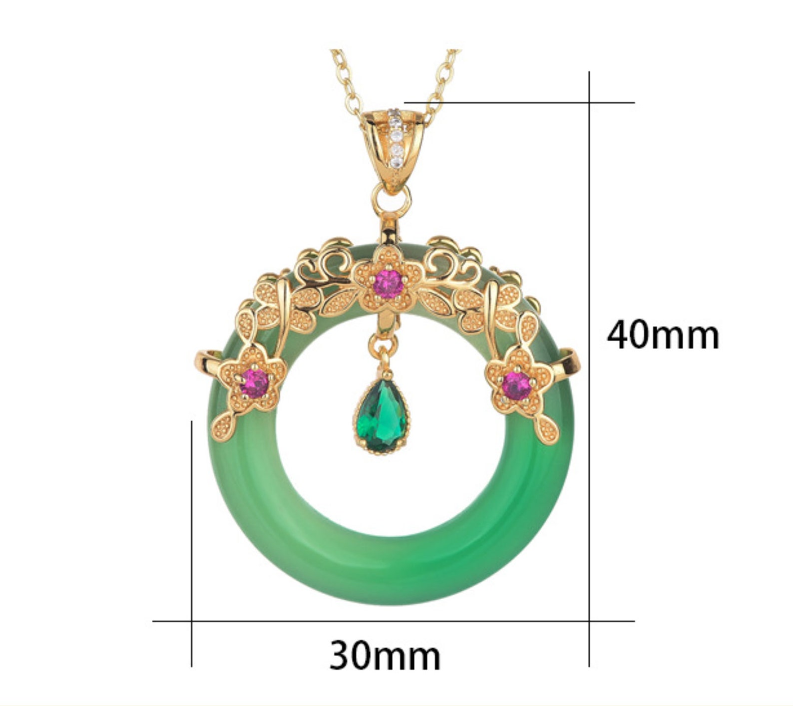 Jade Jewelry Charm Pendant With Necklace 18K Gold Plated Chain - Etsy