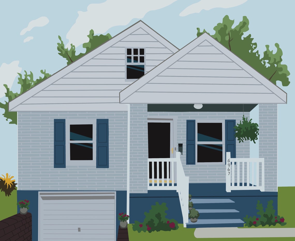 Custom Illustrated House Portrait | Digital House Drawing | Building ...
