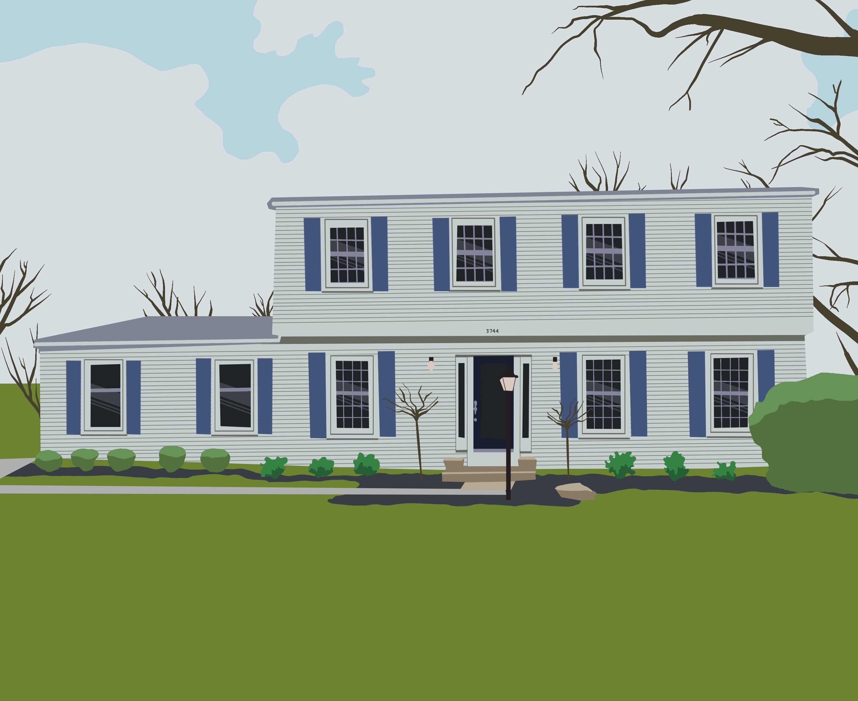 Custom Illustrated House Portrait | Digital House Drawing | Building ...