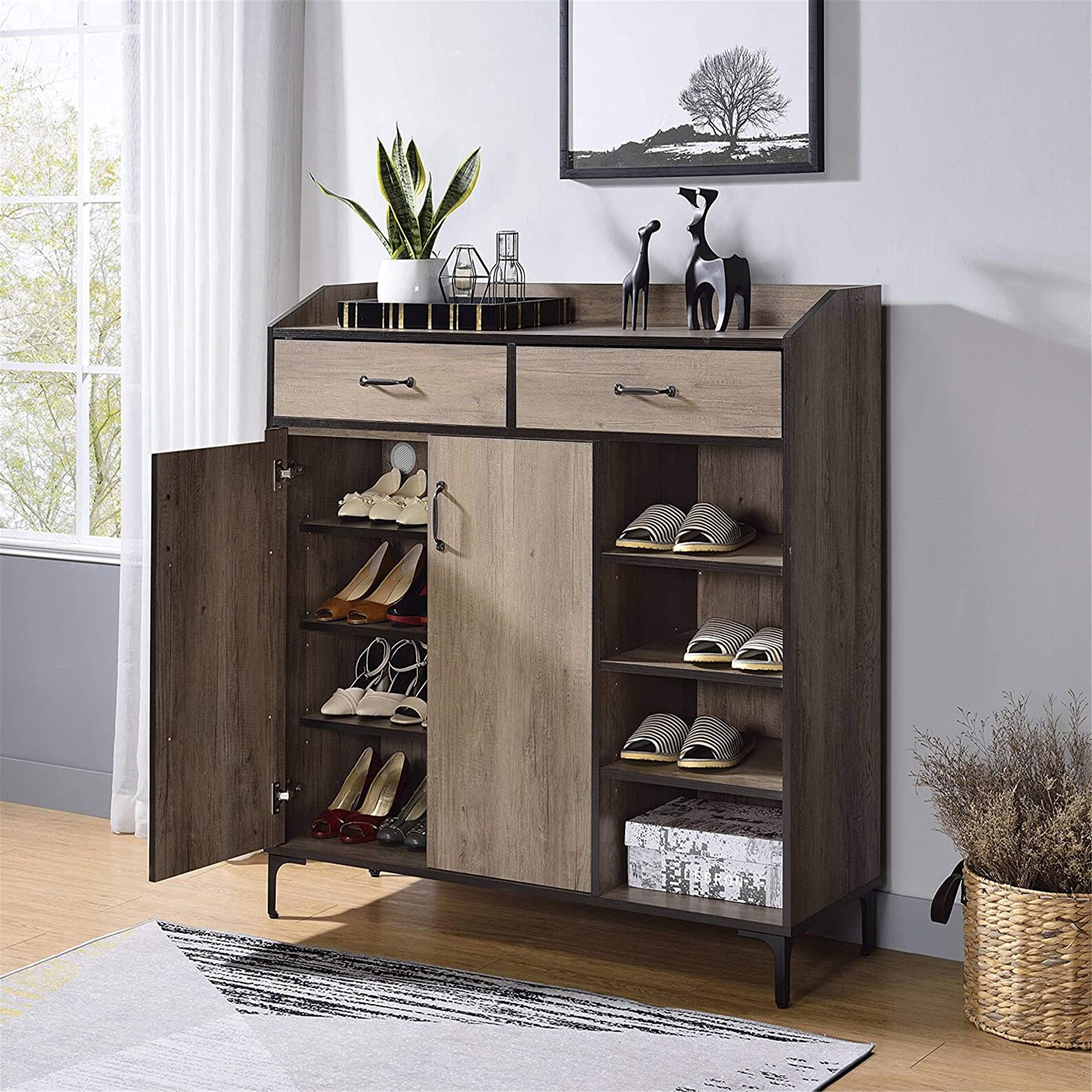 Acme Möbel Pavati Schrank rustikale graue Eiche | Etsy