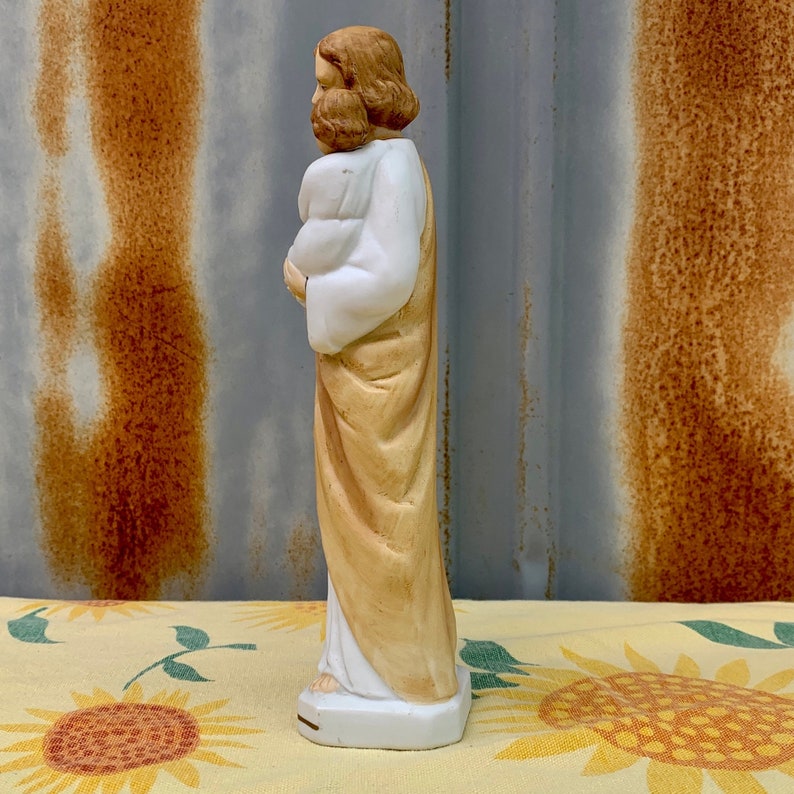 Vintage St Joseph Statue Bisque Porcelain Sanmyro Japan Baby Jesus