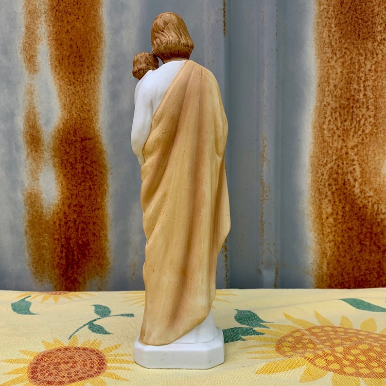 Vintage St Joseph Statue Bisque Porcelain Sanmyro Japan Baby Jesus
