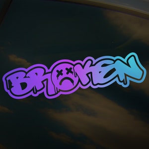 Broken Car Window Sticker, Die-Cut Vinyl Decal