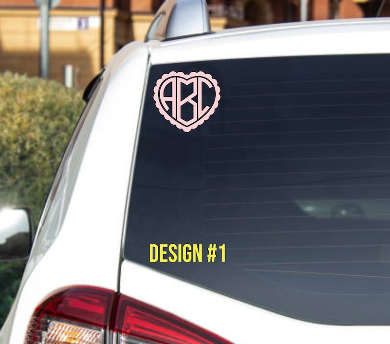 Three Letter Monogram Car Decal Monogram Sticker Name Etsy Canada