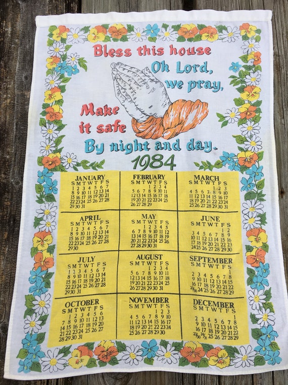 Tea Towel Calendar 1984 bless This House Vintage - Etsy