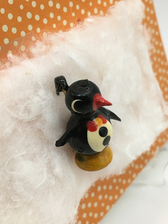 Vintage Penguin Wood Pin Hand Carved and Painted … - image 6
