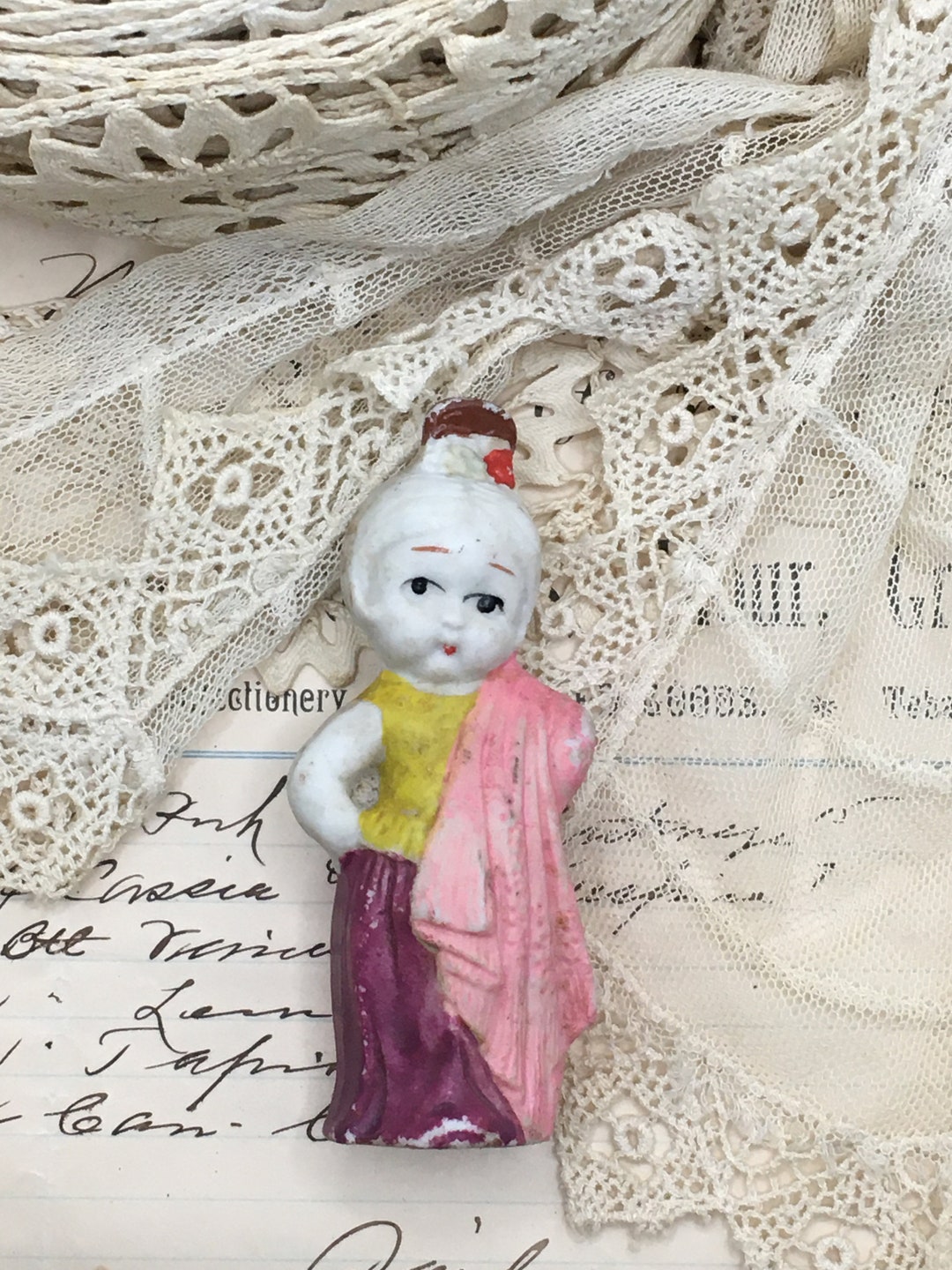 Antique Bisque Penny Doll Circa Late 30's 40's Collectible Dime Store