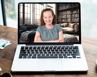 Zoom Fondo virtual / Librería / Oficina en casa / Profesional / Sala de estar / Telón de fondo