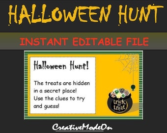 Pistas de Halloween, tarjetas de pistas editables e imprimibles al instante, para niños, descarga instantánea