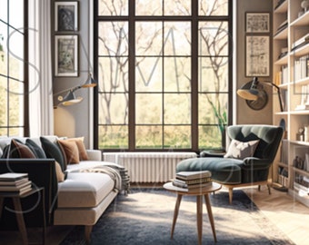 Zoom Fondo virtual / Librería / Oficina en casa / Profesional / Sala de estar / Telón de fondo