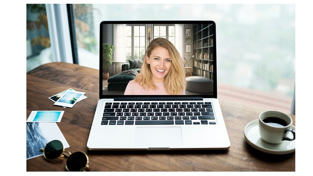 Zoom Virtual Background Bookcase Home Office Professional Living Room