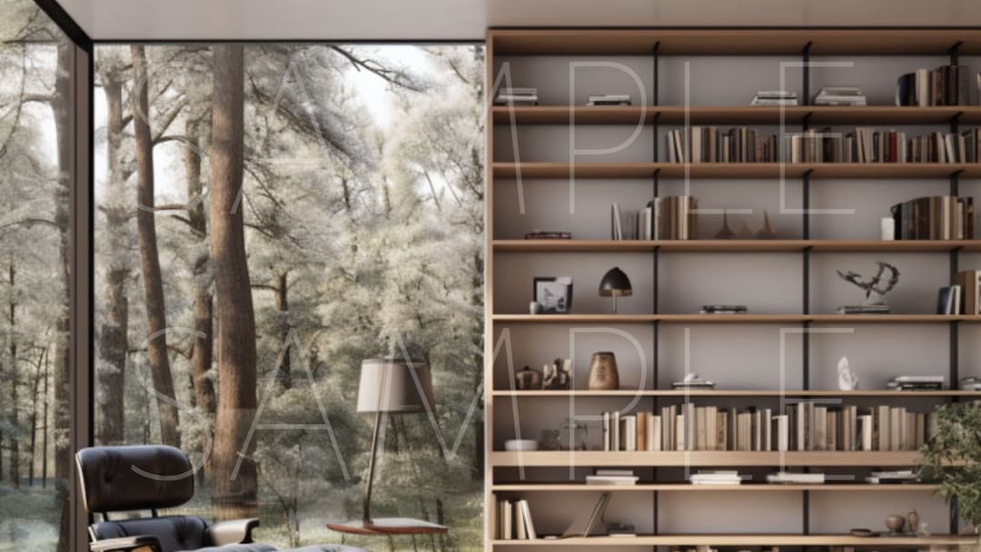 Zoom Virtual Background Bookcase Home Office Professional Living Room