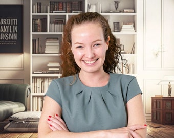 Zoom Virtual Background | Bookcase | Home Office | Professional | Backdrop