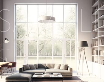 Zoom Fondo virtual / Librería / Oficina en el hogar / Profesional / Sala de estar / Telón de fondo / Espacio en el hogar