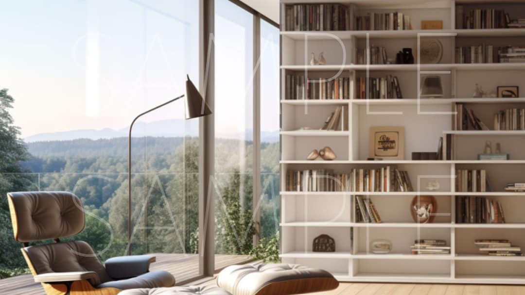 Zoom Virtual Background Bookcase Home Office Professional Living Room
