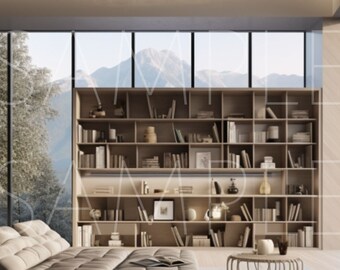 Zoom Fondo virtual / Librería / Oficina en el hogar / Profesional / Sala de estar / Telón de fondo / Espacio en el hogar