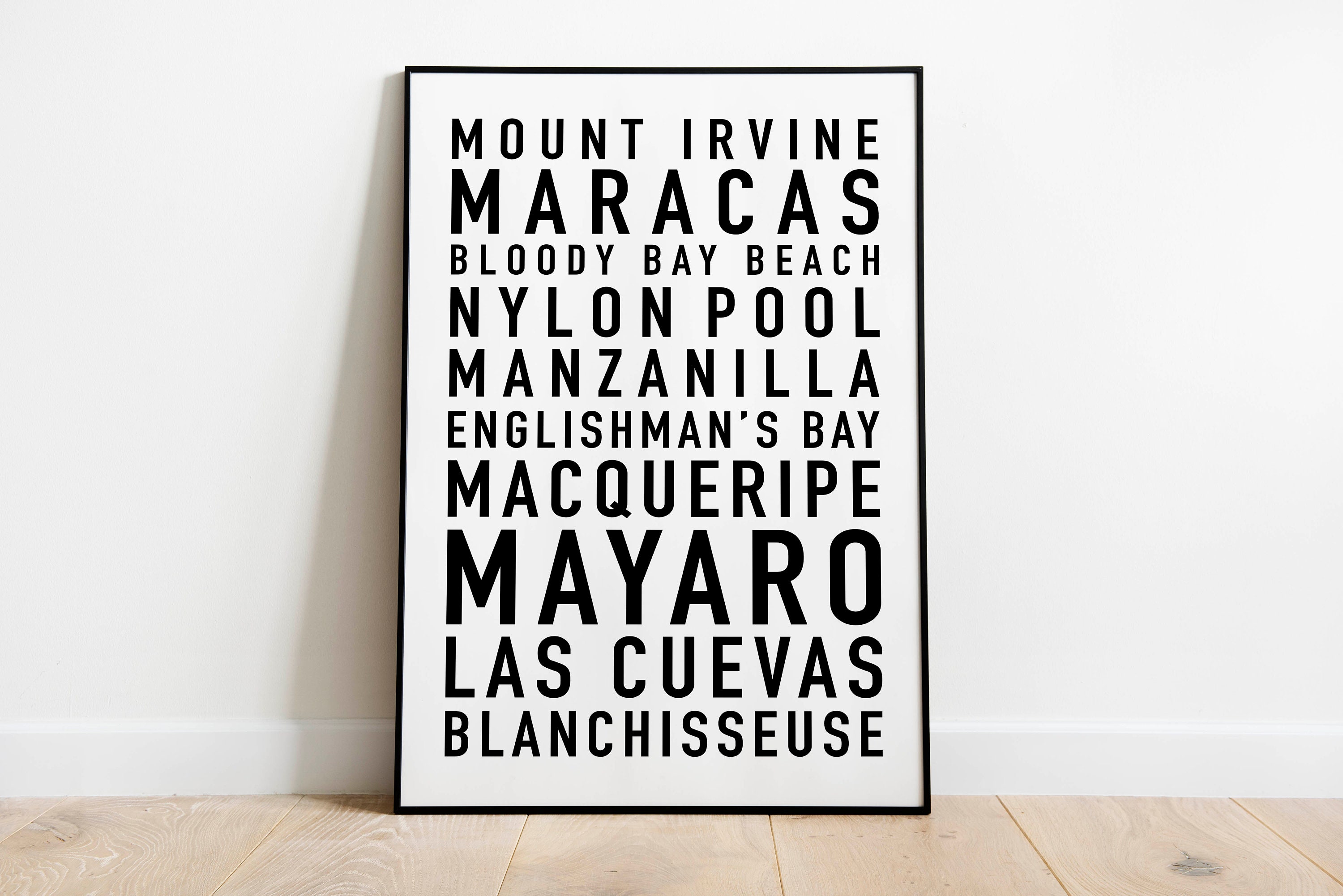 Printable Trinidad & Tobago Beaches Print White Typography - Etsy