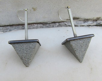 Geometric Earrings, Concrete Pyramid Earrings, Triangle Jewelry, Architectural Jewelry, Modern Earrings, Contemporary Jewelry, Gift For Her