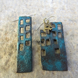 Rectangle Earrings, City Jewelry, Skyline Jewelry, Minimalist Earrings, Statement Earrings, Urban Jewelry, Architecture Jewelry, Cityscape