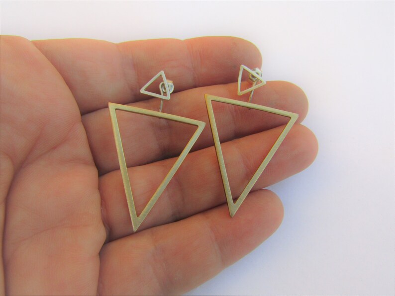 Triangle Earrings Ear Jackets Triangle Jewelry Geometric Etsy