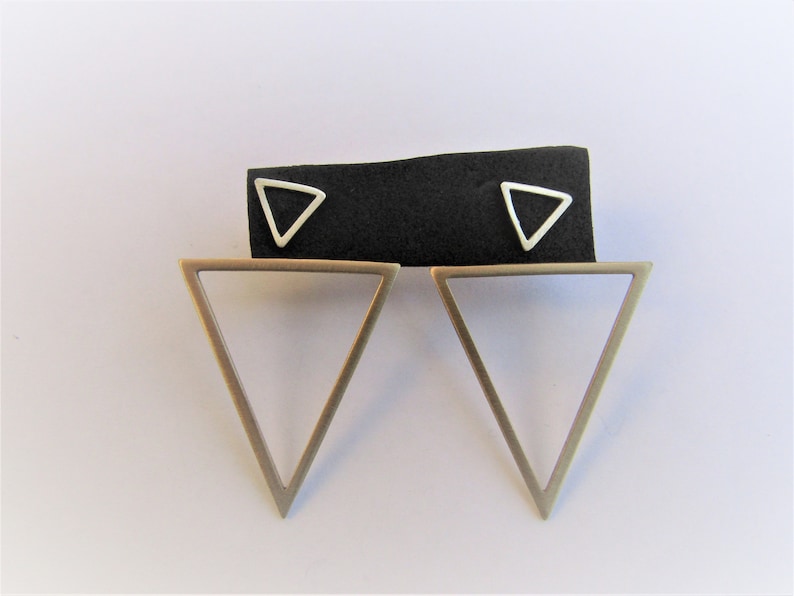 Triangle Earrings Ear Jackets Triangle Jewelry Geometric Etsy
