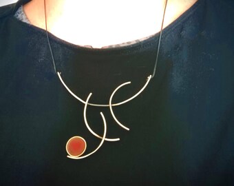 Enamel Semicircle Necklace: Abstract Kandinsky Inspired Jewelry