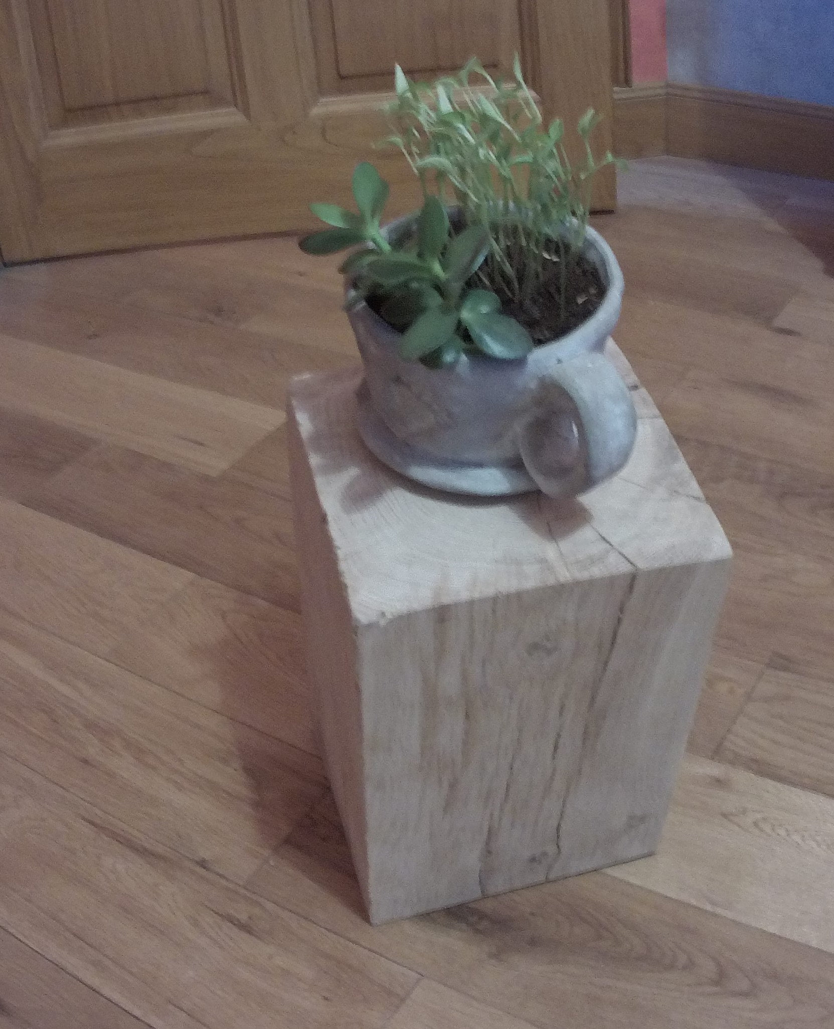 Table Chevet Bois Forêt, Support Plante Fleur Intérieur, Naturel, Effet Vieillit