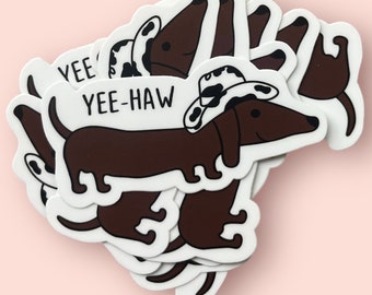 Cowboy Dachshund Sticker - Weiner dog Sticker - Dogs and Country music