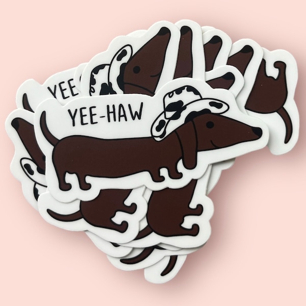 Cowboy Dachshund Sticker - Weiner dog Sticker - Dogs and Country music