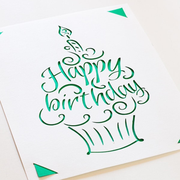 Birthday Cupcake svg, Happy Birthday Card, Cupcake with Candle, Cut file for Cricut