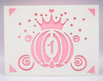 1st Birthday Girl SVG, First Birthday, Princess Birthday Card Template, Cut File for Cricut