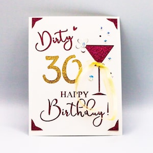 30.a tarjeta de cumpleaños SVG, Dirty 30, Dirty Thirty, Tarjeta de cumpleaños divertida, Archivo recortado para Cricut