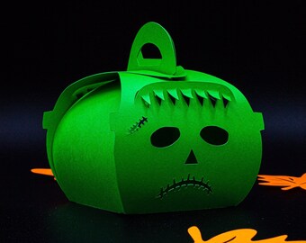 Frankenstein Treat Box SVG, Halloween Candy Box, Party Favor, Cut file for Cricut