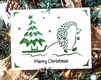 Hedgehog Xmas SVG with Christmas Tree, Cut File for Cricut